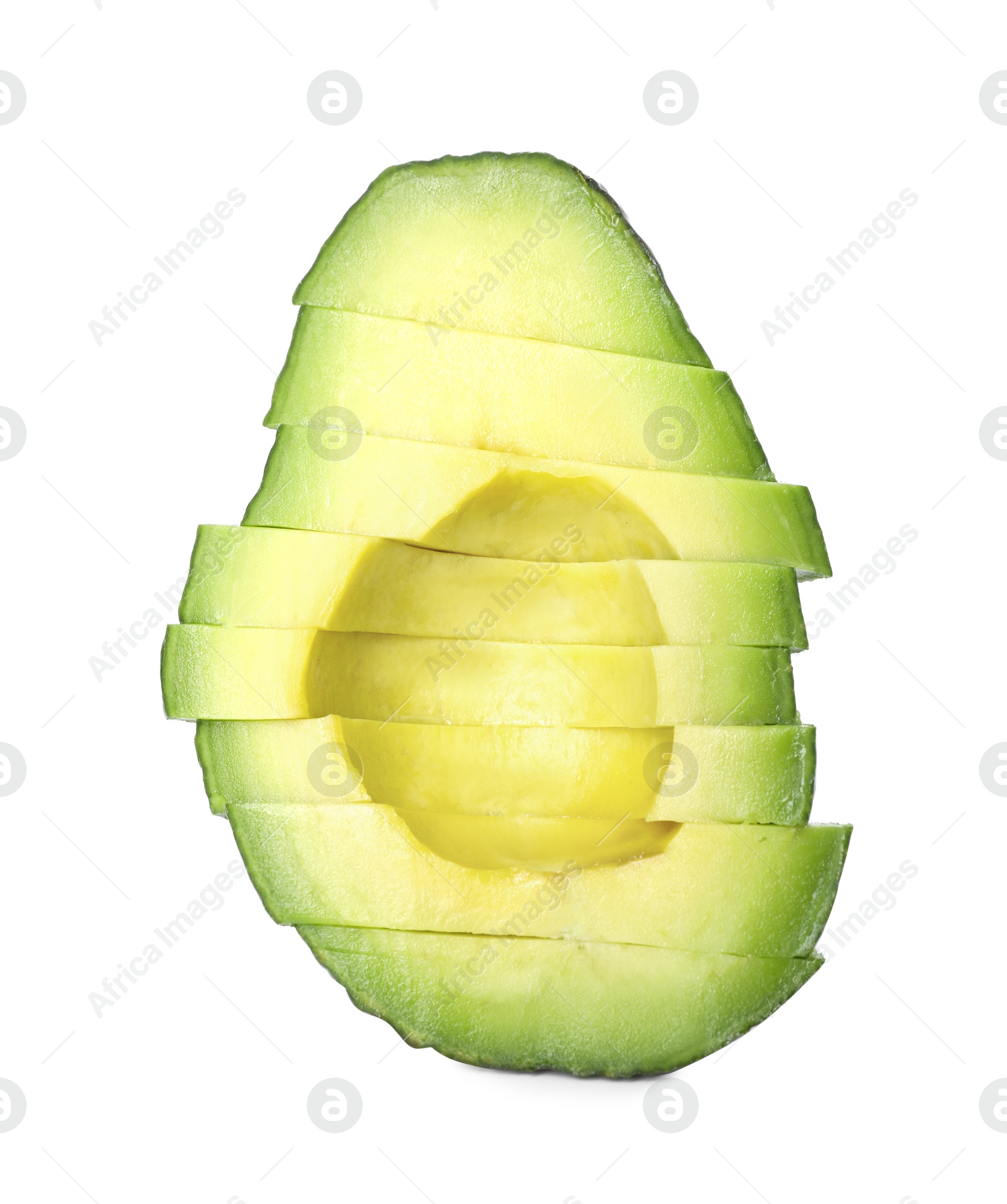 Photo of Pieces of ripe avocado isolated on white