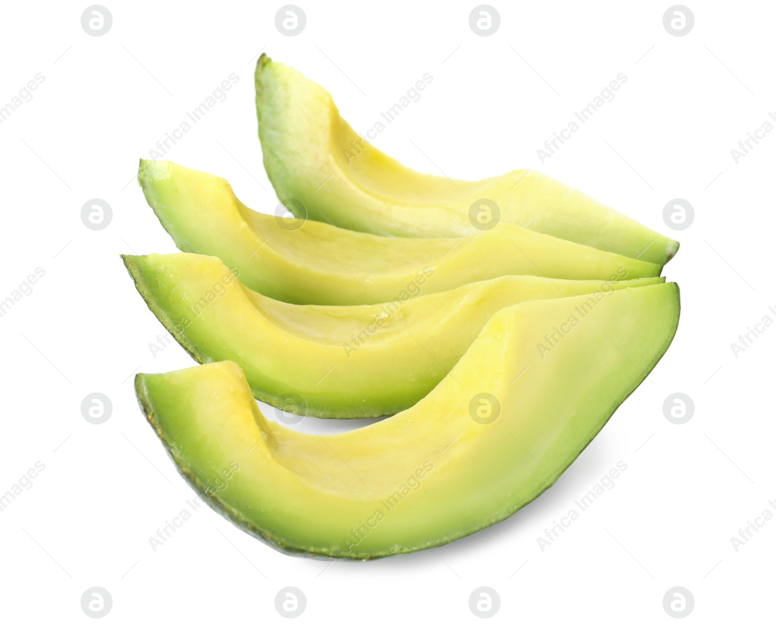 Photo of Pieces of ripe avocado isolated on white