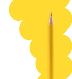 Image of Creative poster. Pencil and yellow stroke on white background