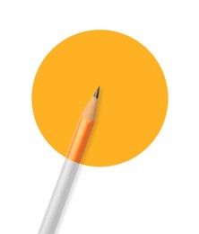 Image of Creative poster. White pencil turning into orange in orange circle on white background