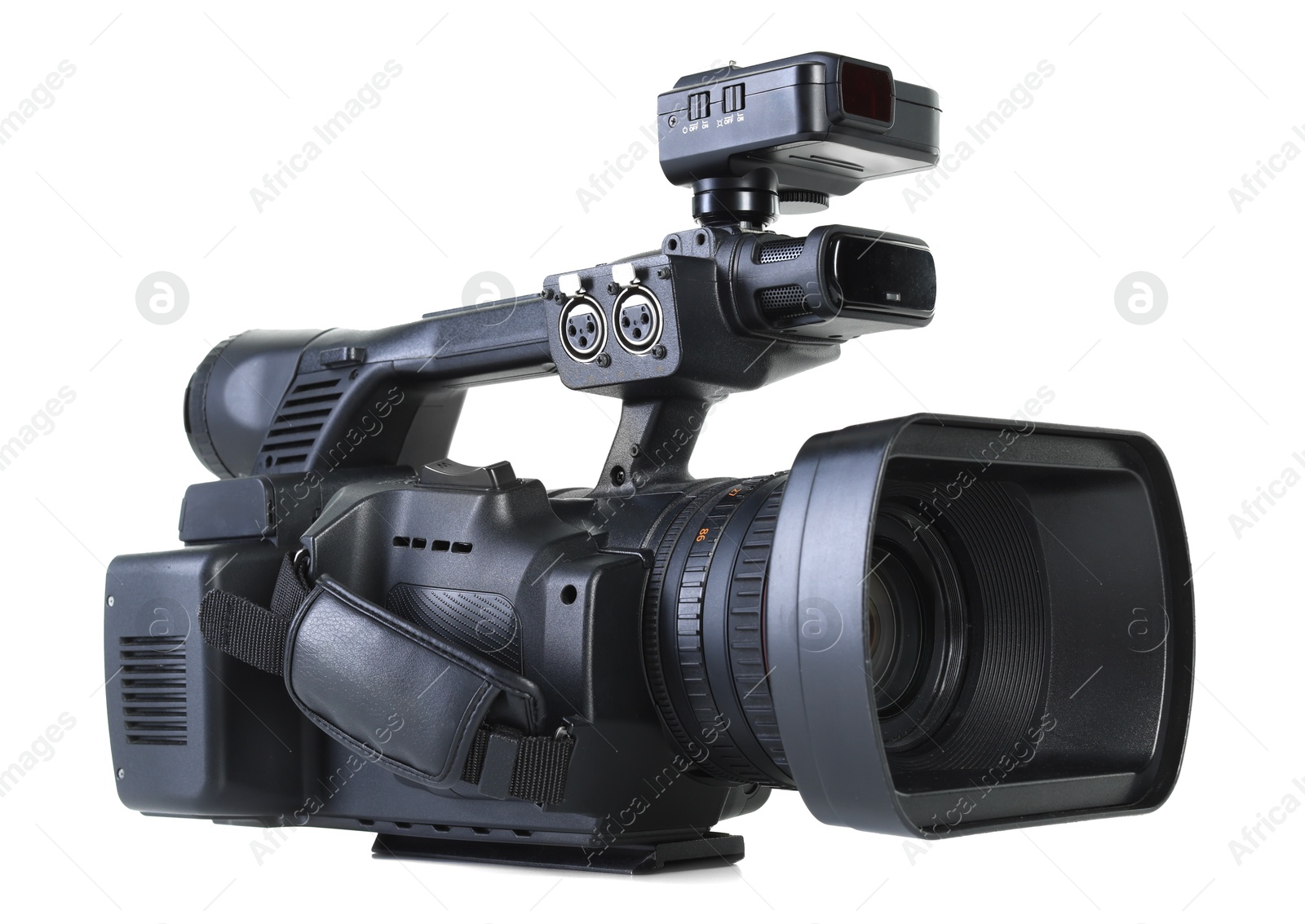 Photo of Modern professional video camera isolated on white