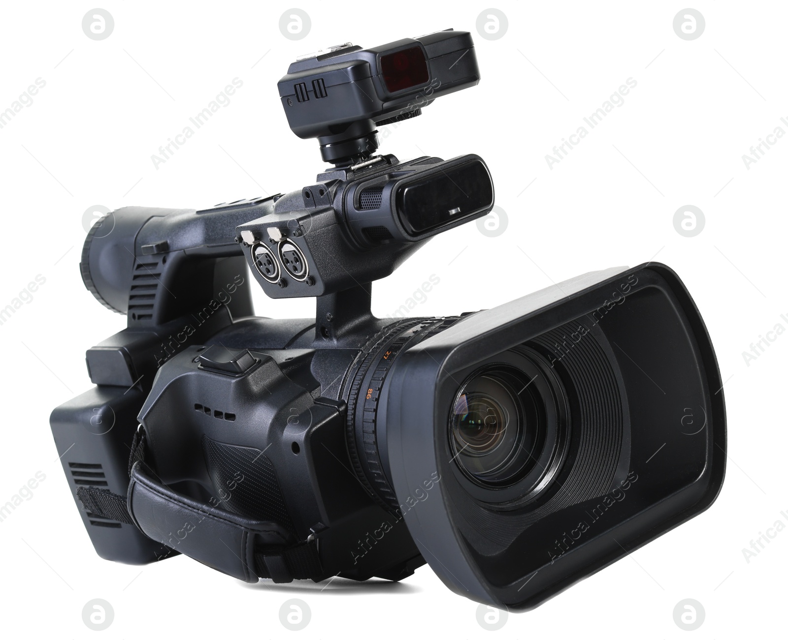 Photo of Modern professional video camera isolated on white