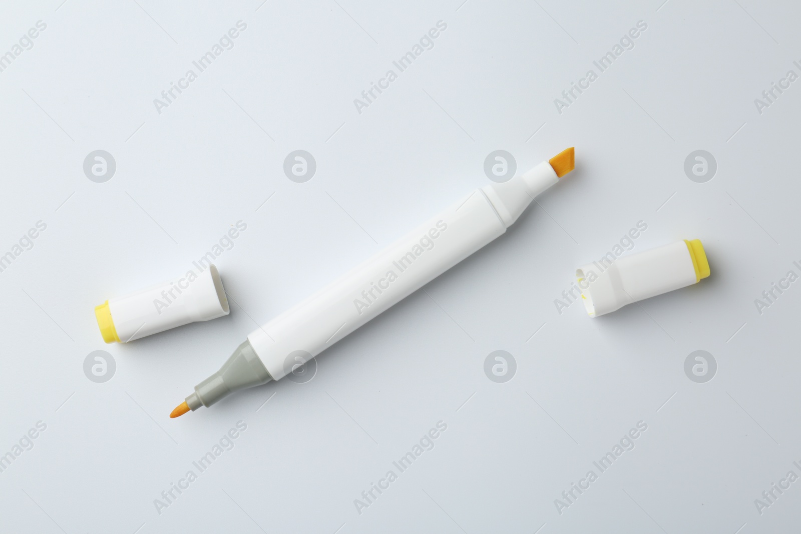 Photo of One color double sided marker on white background, top view