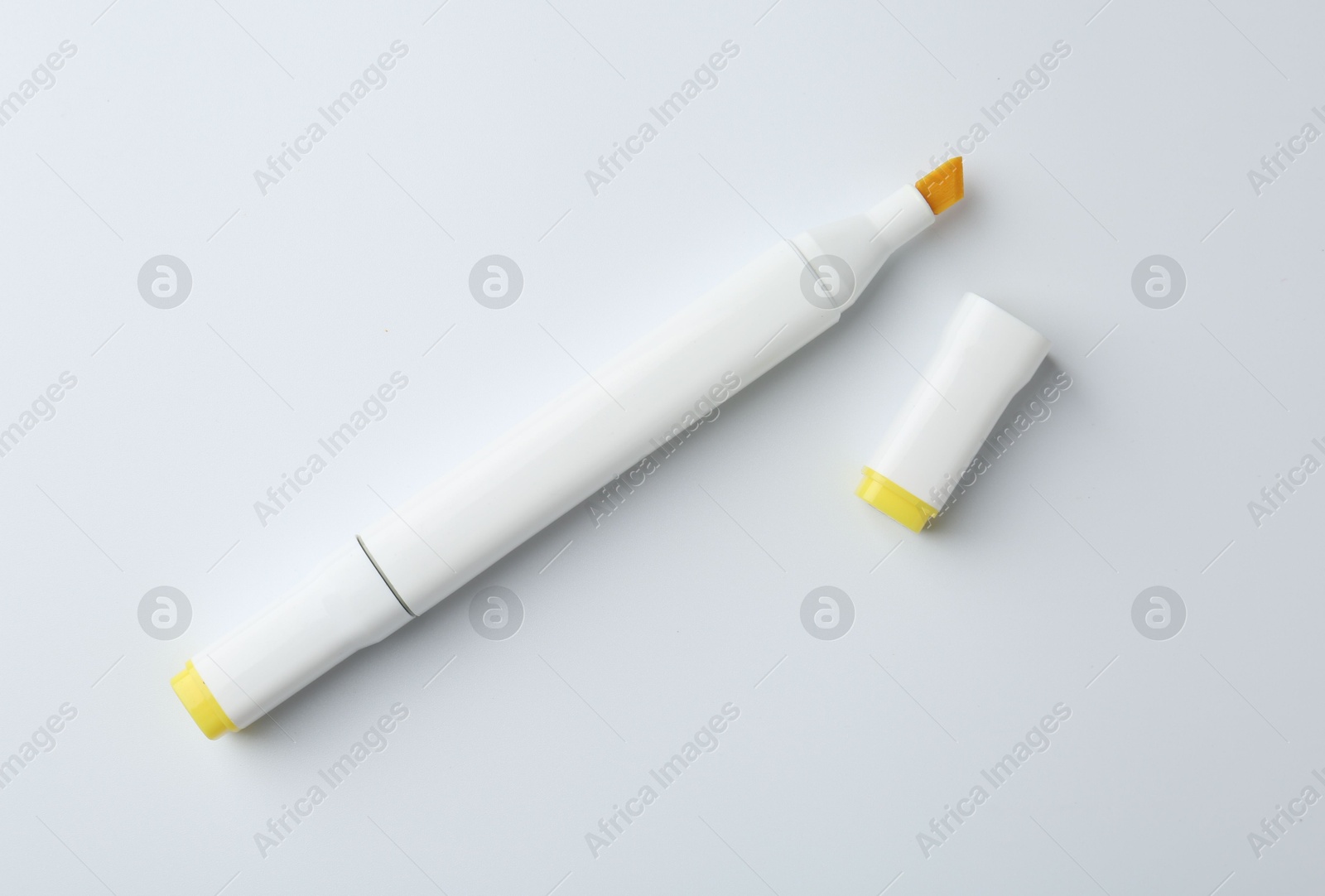 Photo of One color double sided marker on white background, top view