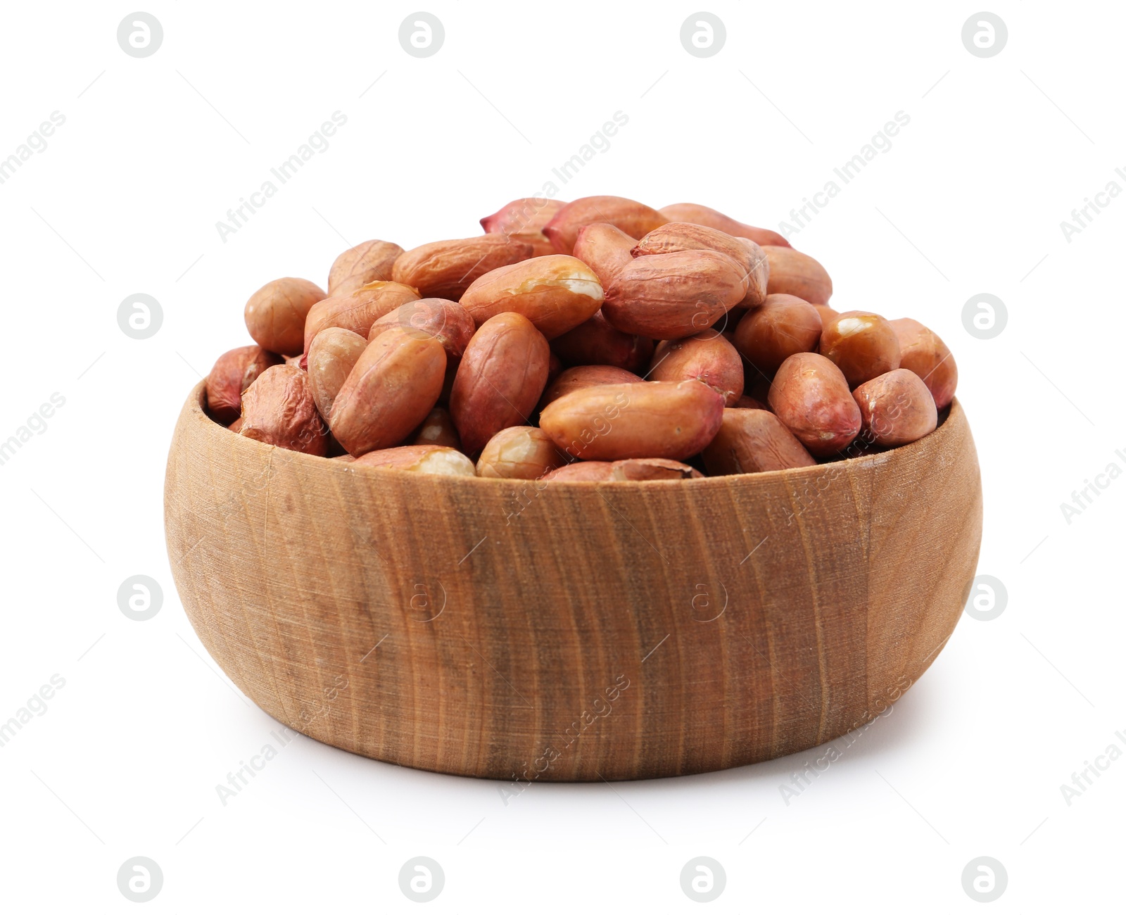 Fresh peanuts in bowl isolated on white Photo of Fresh peanuts in bowl isolated on white