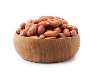Photo of Fresh peanuts in bowl isolated on white
