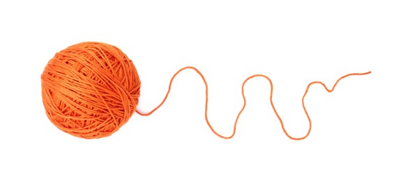 Photo of One ball of yarn isolated on white, top view