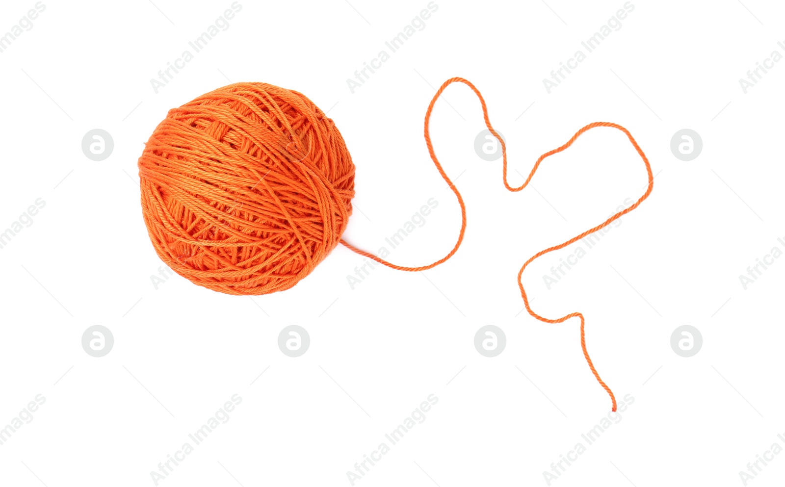 Photo of One ball of yarn isolated on white, top view