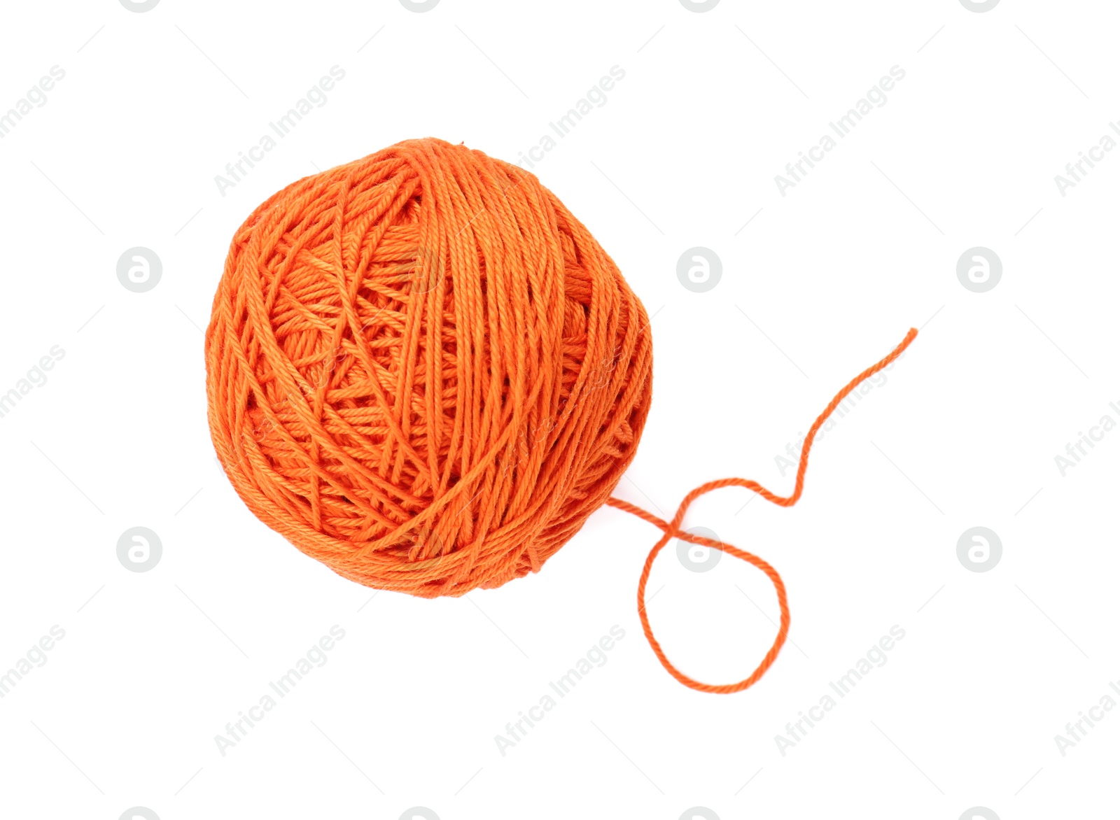 Photo of One ball of yarn isolated on white, top view