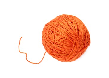 Photo of One ball of yarn isolated on white, top view