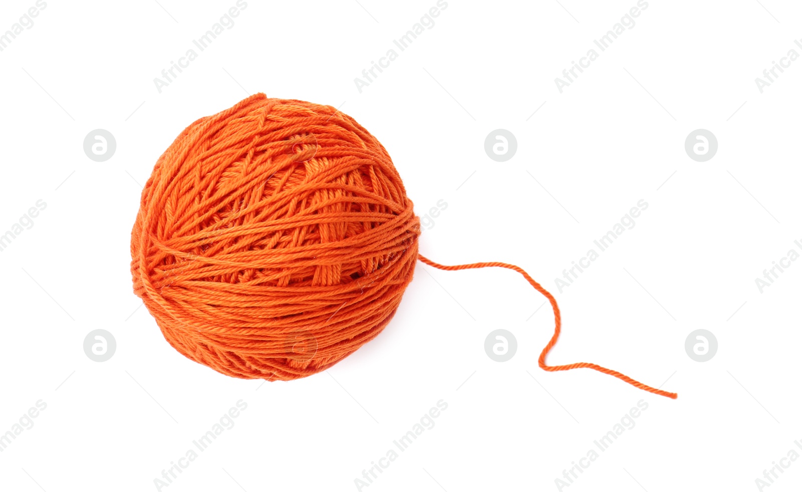 Photo of One ball of yarn isolated on white, top view