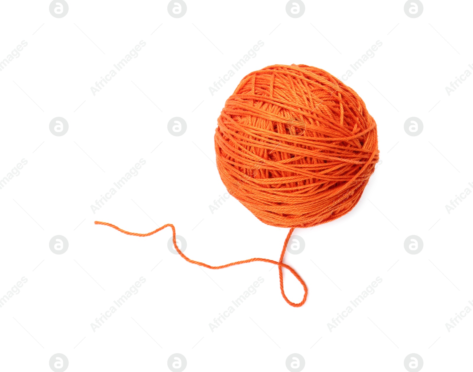 Photo of One ball of yarn isolated on white, top view