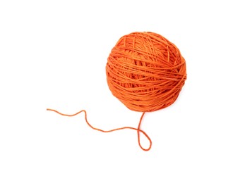 Photo of One ball of yarn isolated on white, top view