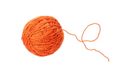 Photo of One ball of yarn isolated on white, top view