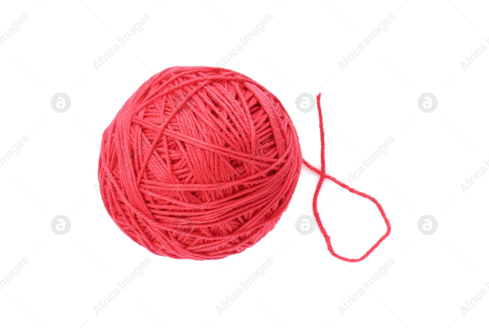 Photo of One ball of yarn isolated on white, top view