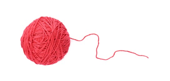 Photo of One ball of yarn isolated on white, top view