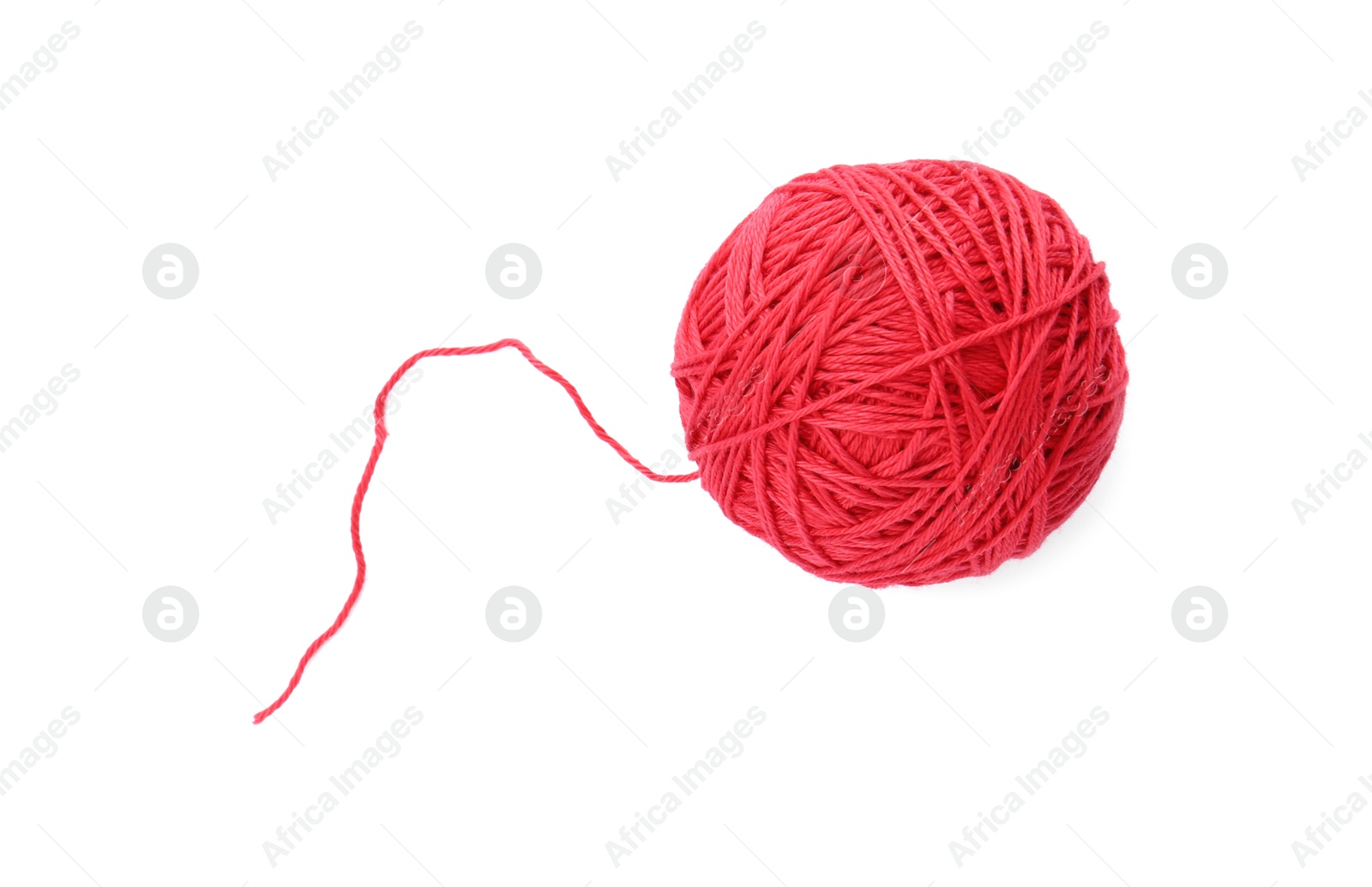 Photo of One ball of yarn isolated on white, top view