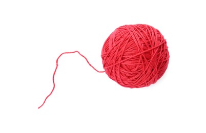 Photo of One ball of yarn isolated on white, top view