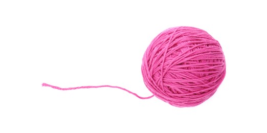 Photo of One ball of yarn isolated on white, top view