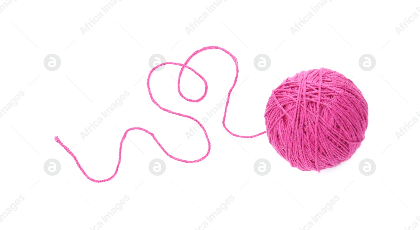 Photo of One ball of yarn isolated on white, top view