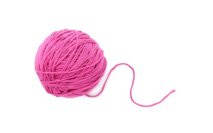 Photo of One ball of yarn isolated on white, top view