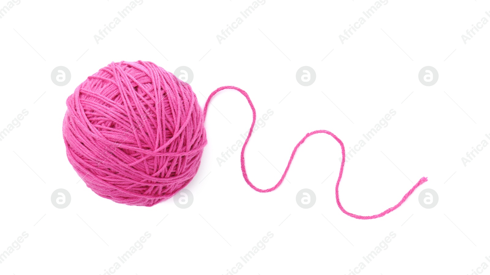 Photo of One ball of yarn isolated on white, top view