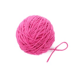 Photo of One ball of yarn isolated on white, top view