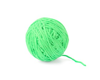 Photo of Ball of light green yarn isolated on white