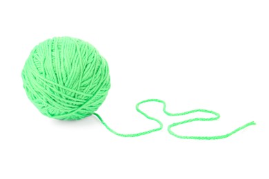 Ball of light green yarn isolated on white