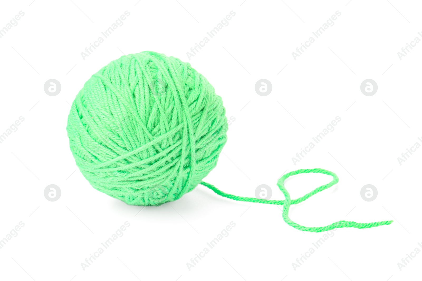 Photo of Ball of light green yarn isolated on white