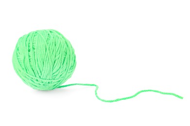 Ball of light green yarn isolated on white