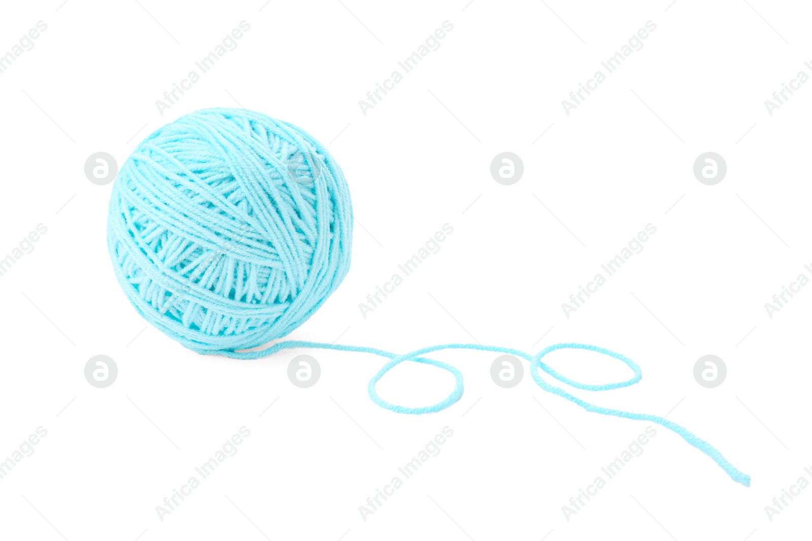 Photo of Ball of light blue yarn isolated on white