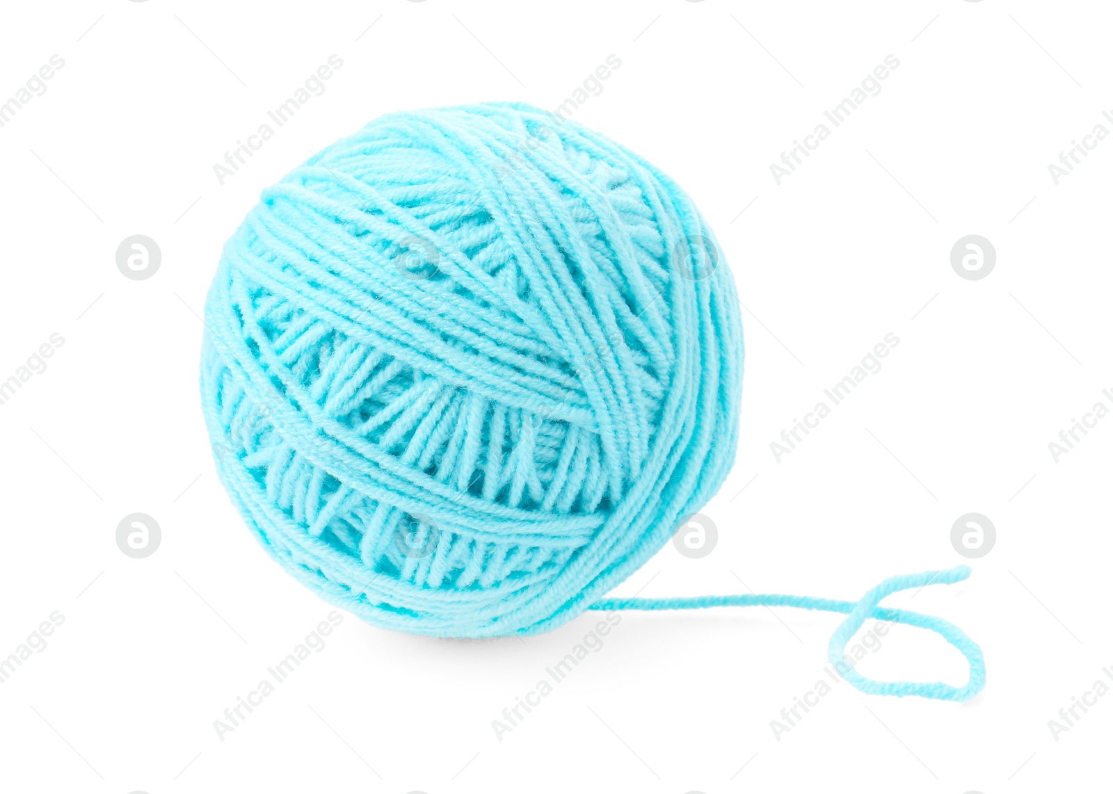 Photo of Ball of light blue yarn isolated on white