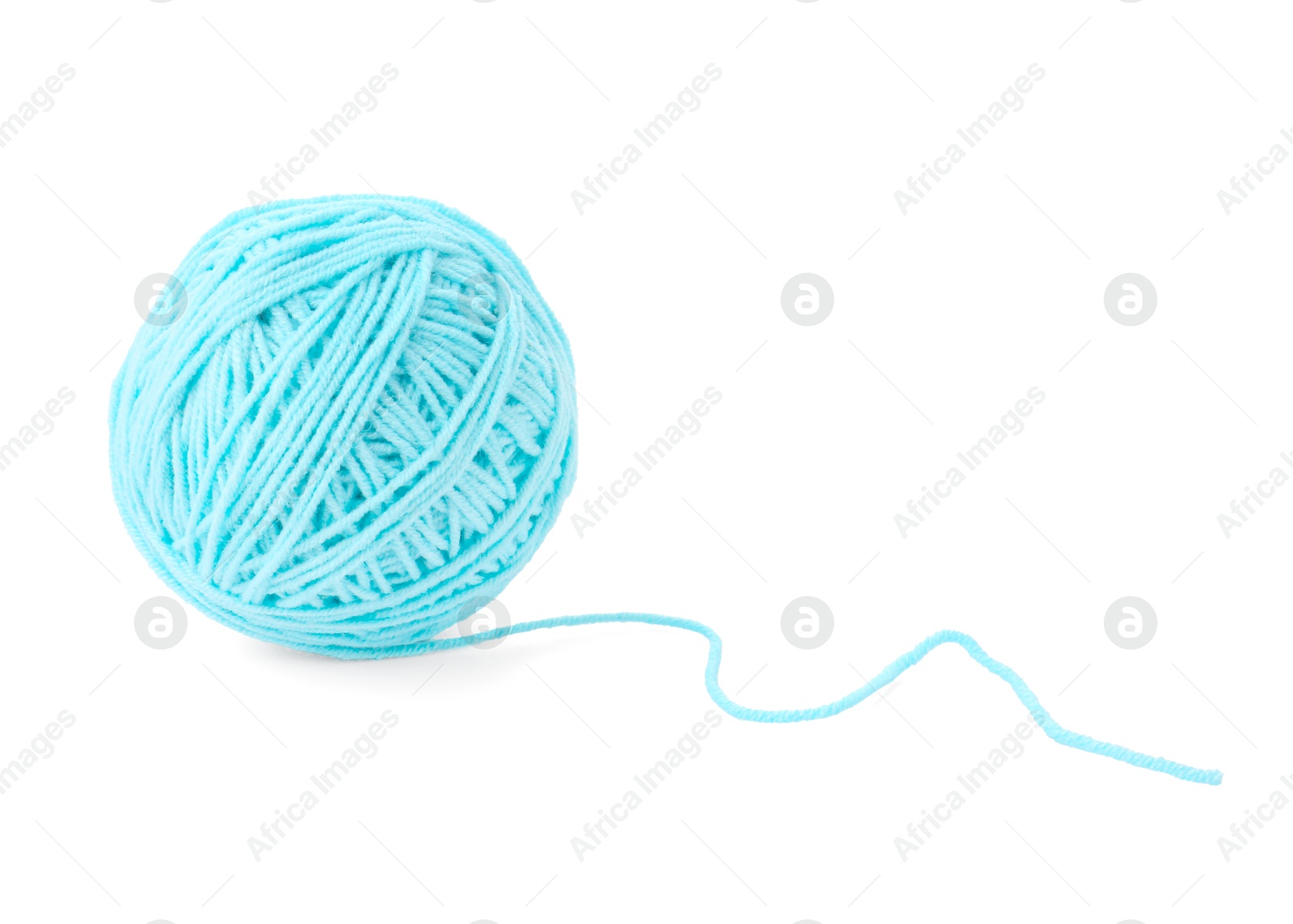 Photo of Ball of light blue yarn isolated on white