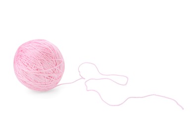 Ball of pink yarn isolated on white