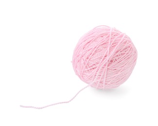 Ball of pink yarn isolated on white