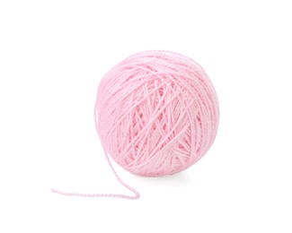 Ball of pink yarn isolated on white