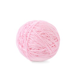 Ball of pink yarn isolated on white