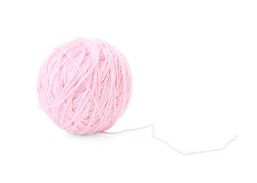 Ball of pink yarn isolated on white