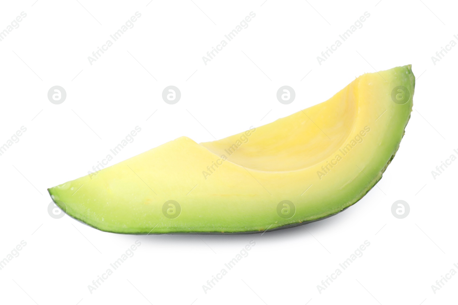 Photo of Slice of ripe avocado isolated on white