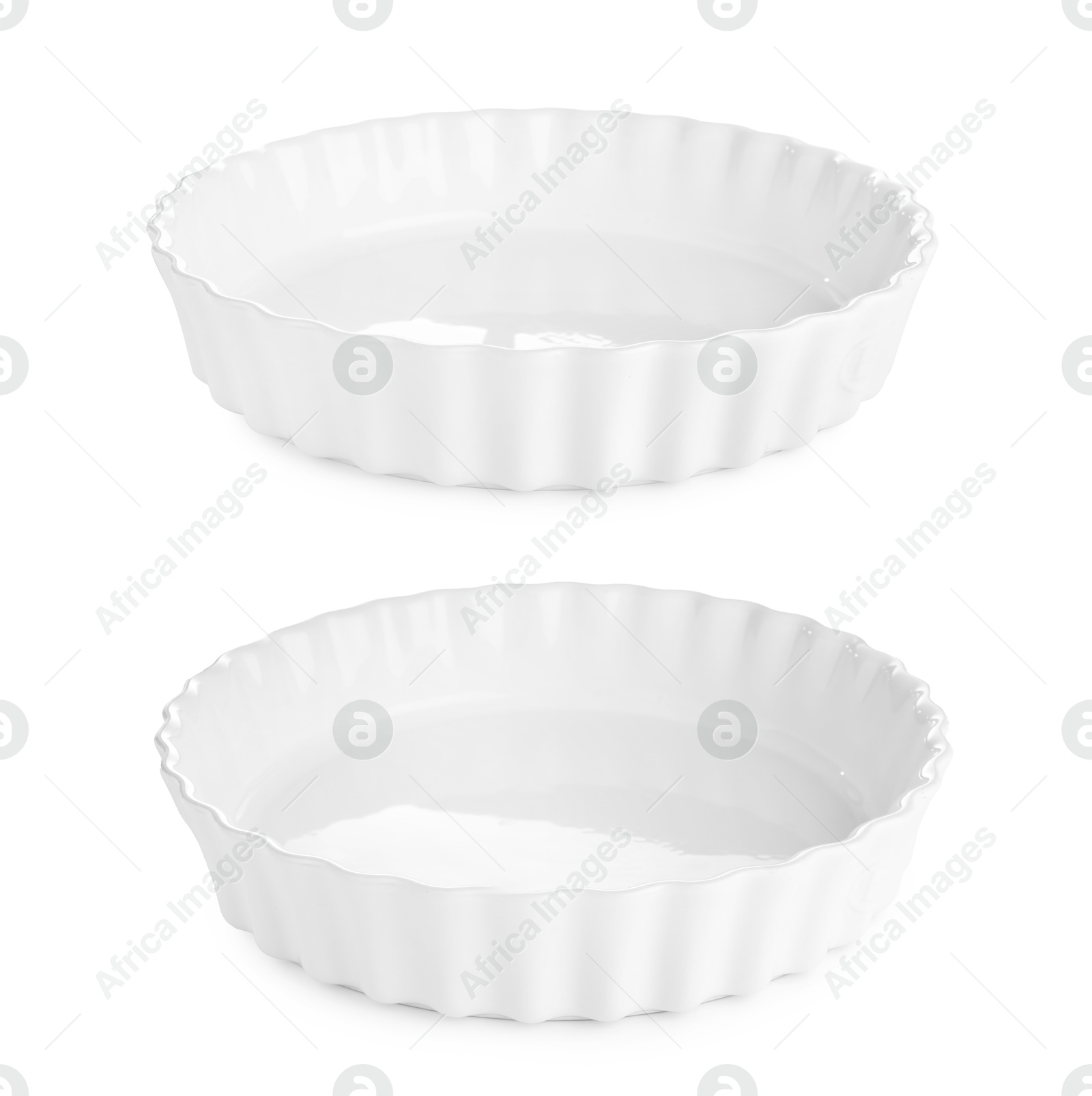 Image of Ceramic casserole on white background, set. Baking dish