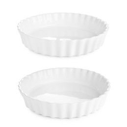 Image of Ceramic casserole on white background, set. Baking dish