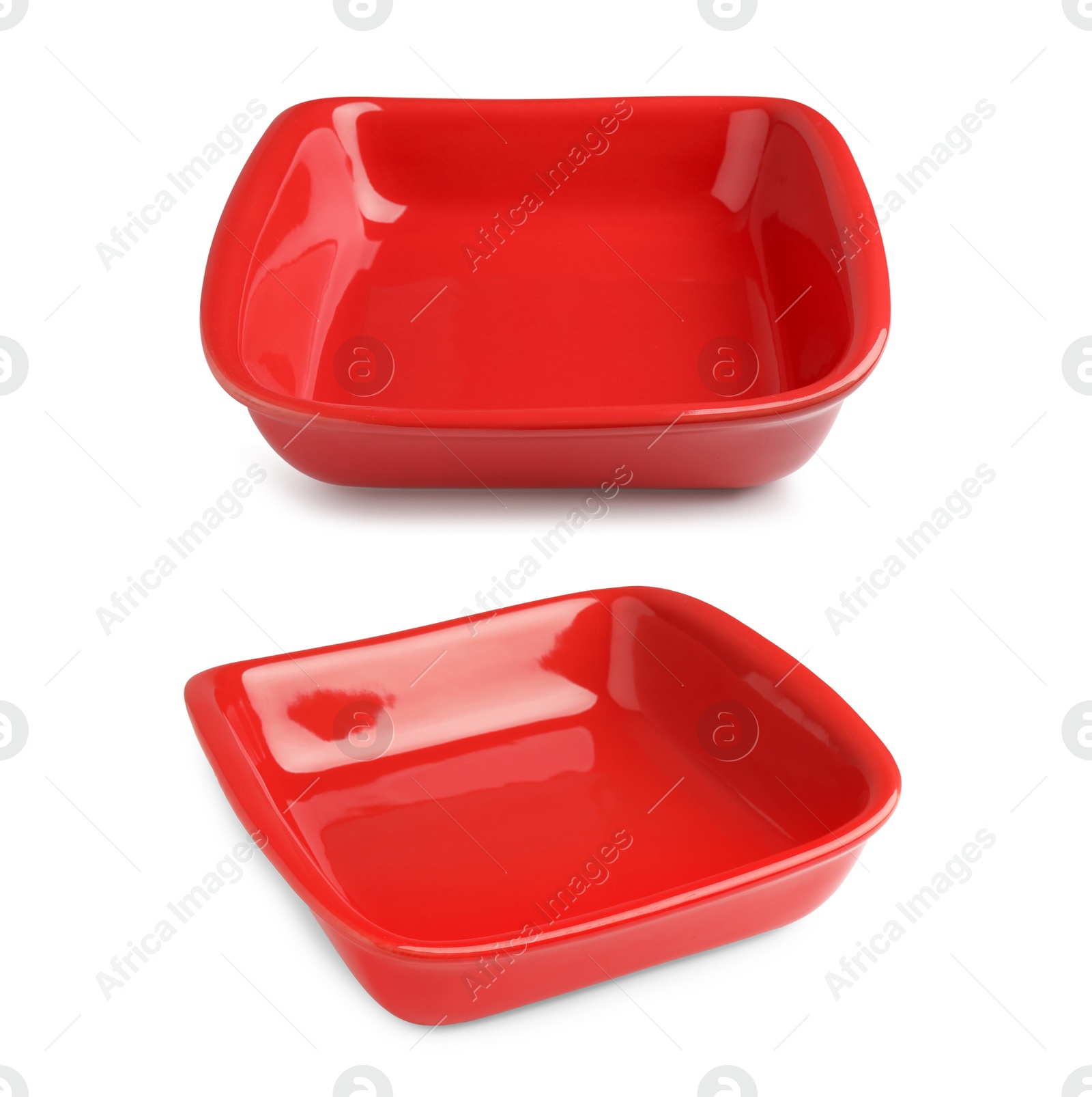 Image of Ceramic casserole on white background, set. Baking dish