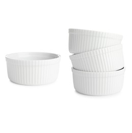 Image of Ceramic ramekins on white background, set. Baking dish