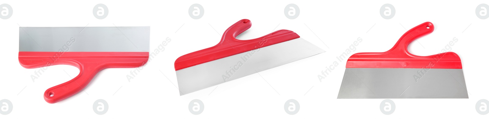 Image of Putty knife isolated on white, set. Construction tool