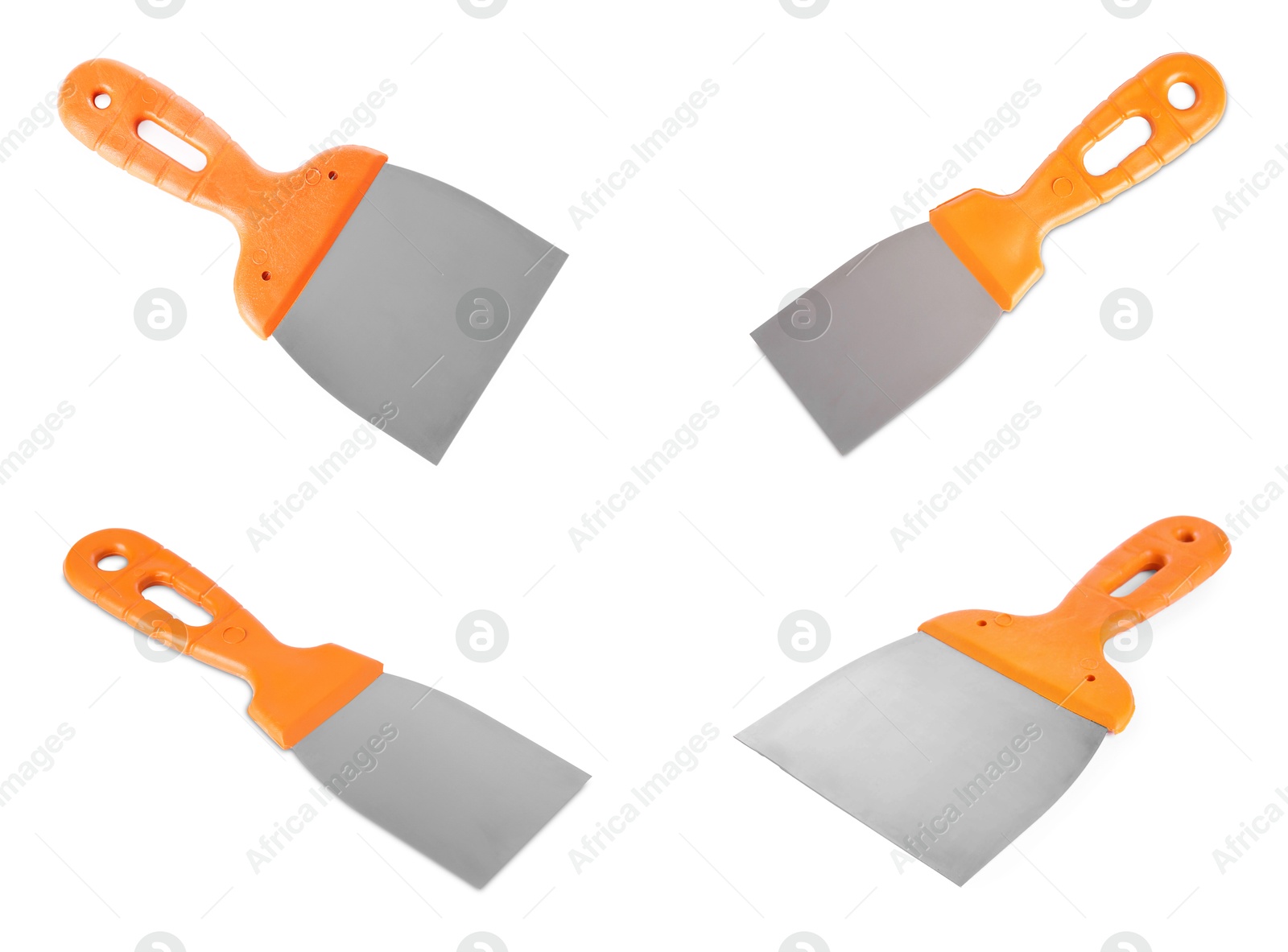 Image of Putty knives isolated on white, set. Construction tool