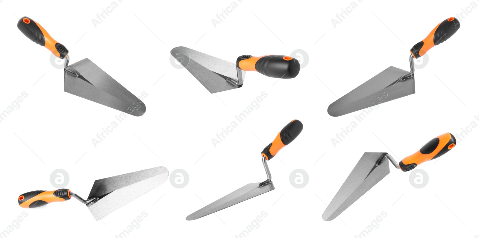 Image of Gauging trowel isolated on white, set. Construction tool