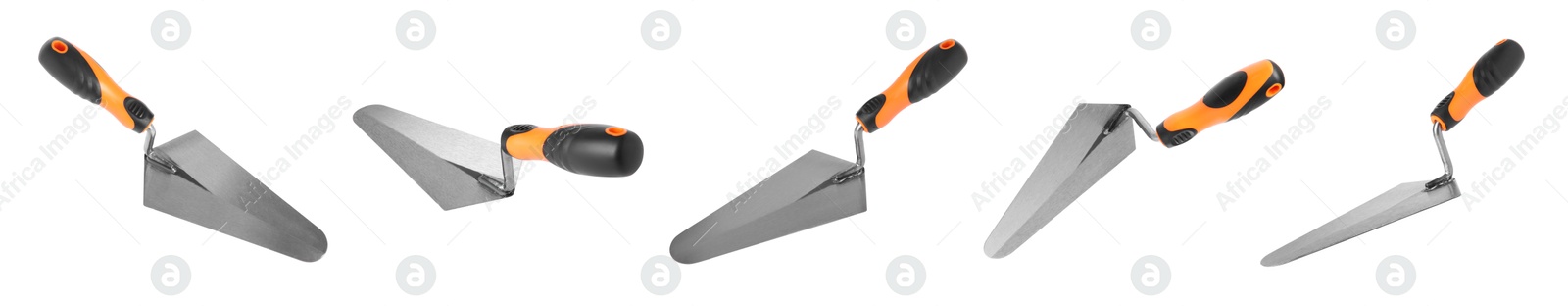 Image of Gauging trowel isolated on white, set. Construction tool