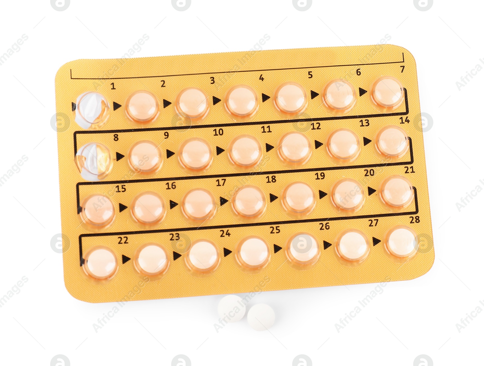 Photo of Blister of contraceptive pills isolated on white