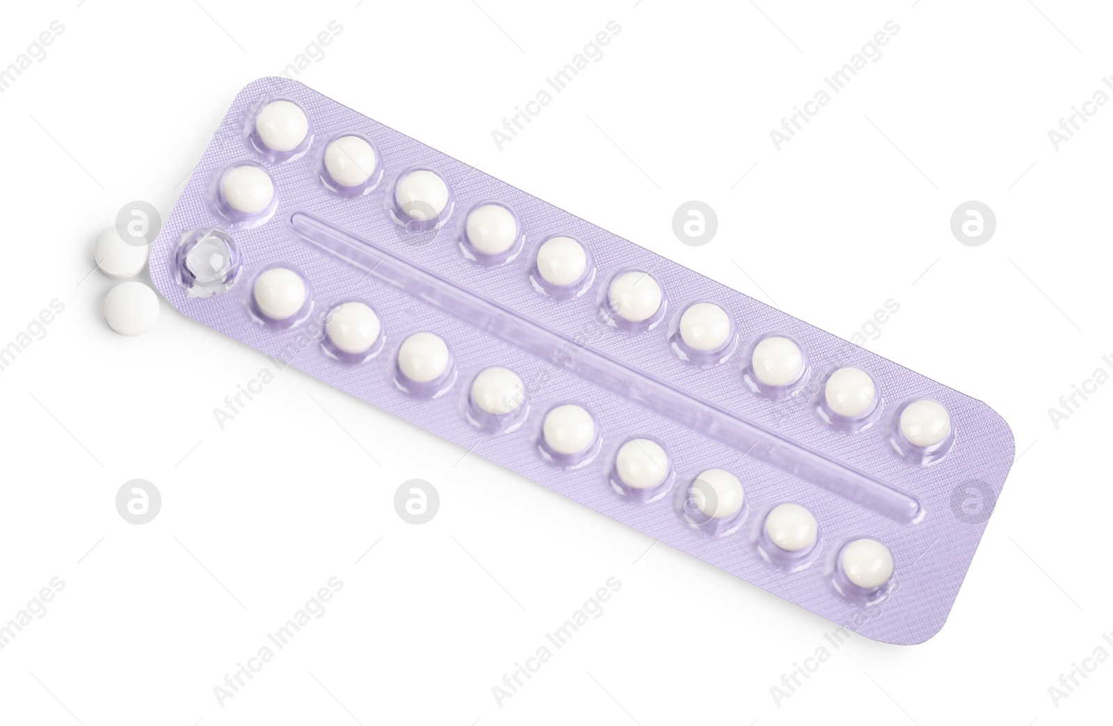 Photo of Blister of contraceptive pills isolated on white